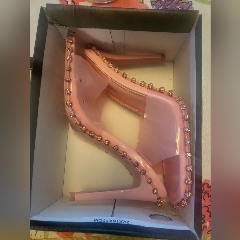 Fashion Nova pink with glitter accent heels